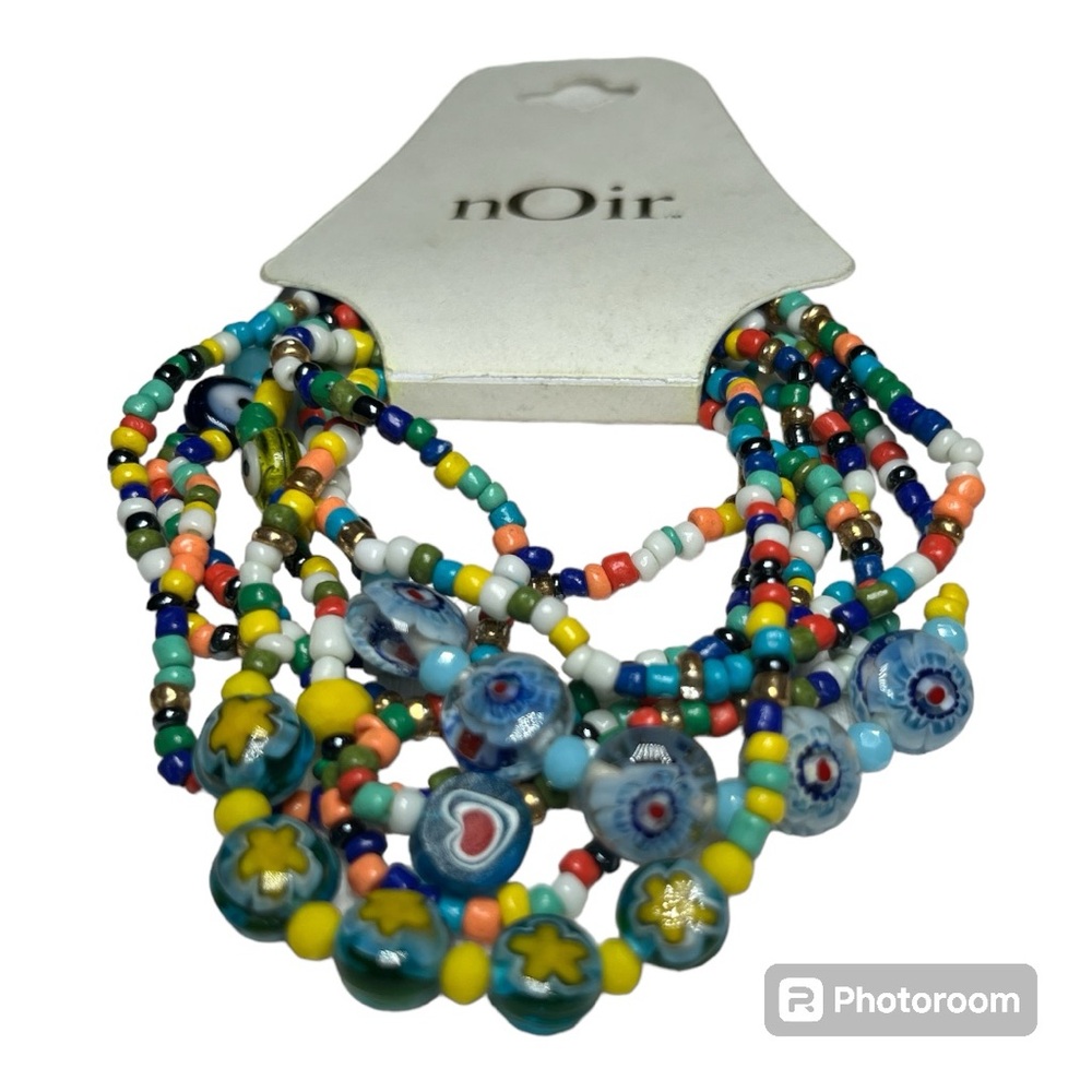 NOIR 8 GLASS BEAD STRETCH BRACELETS NWT